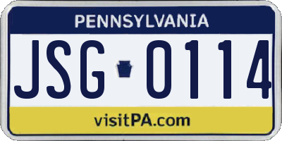 PA license plate JSG0114