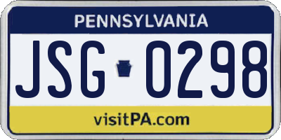 PA license plate JSG0298