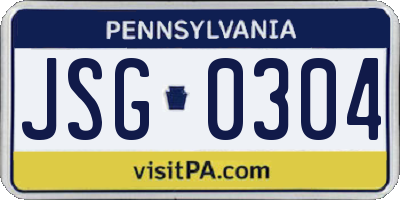 PA license plate JSG0304