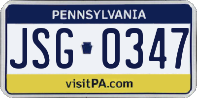 PA license plate JSG0347