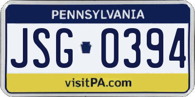 PA license plate JSG0394