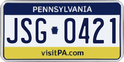 PA license plate JSG0421
