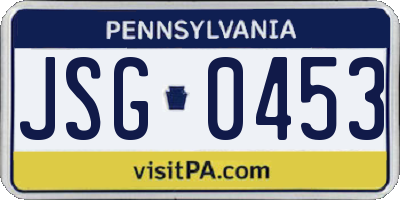 PA license plate JSG0453