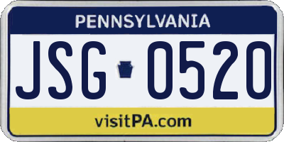 PA license plate JSG0520