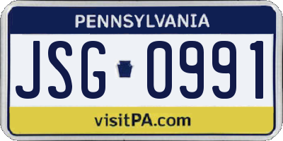 PA license plate JSG0991