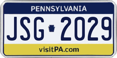 PA license plate JSG2029