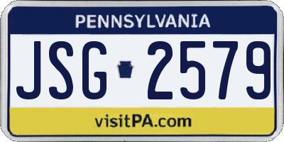 PA license plate JSG2579