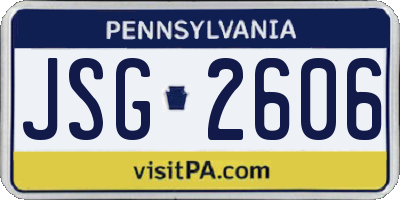 PA license plate JSG2606