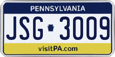 PA license plate JSG3009