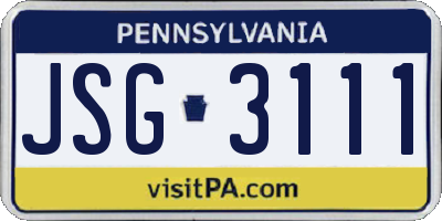 PA license plate JSG3111