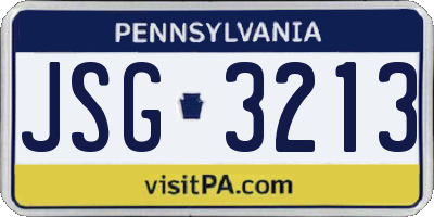 PA license plate JSG3213