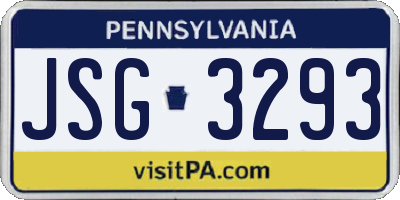 PA license plate JSG3293
