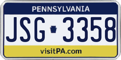 PA license plate JSG3358