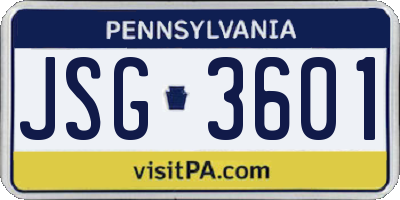 PA license plate JSG3601