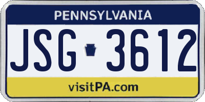 PA license plate JSG3612