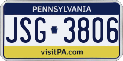 PA license plate JSG3806