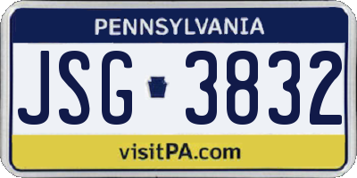 PA license plate JSG3832