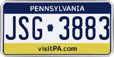 PA license plate JSG3883