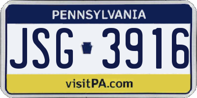 PA license plate JSG3916