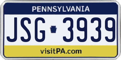 PA license plate JSG3939
