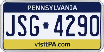 PA license plate JSG4290
