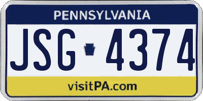 PA license plate JSG4374