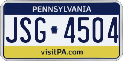 PA license plate JSG4504