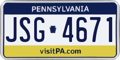 PA license plate JSG4671
