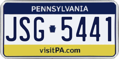 PA license plate JSG5441