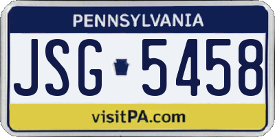 PA license plate JSG5458