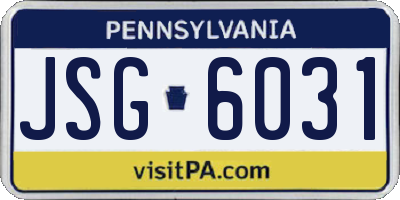 PA license plate JSG6031