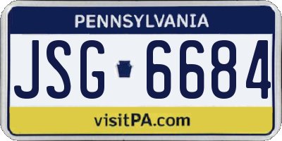 PA license plate JSG6684