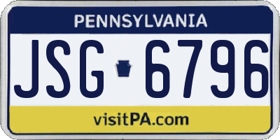 PA license plate JSG6796