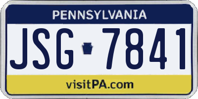 PA license plate JSG7841