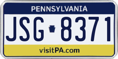 PA license plate JSG8371