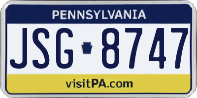 PA license plate JSG8747