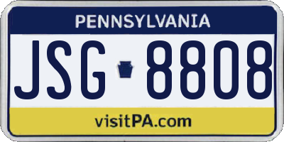 PA license plate JSG8808