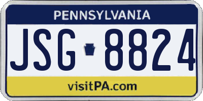PA license plate JSG8824