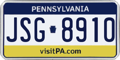 PA license plate JSG8910