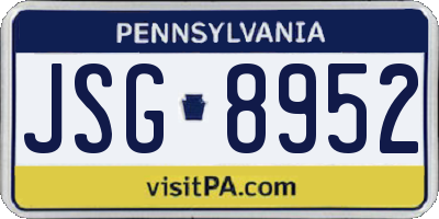PA license plate JSG8952