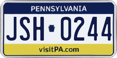 PA license plate JSH0244