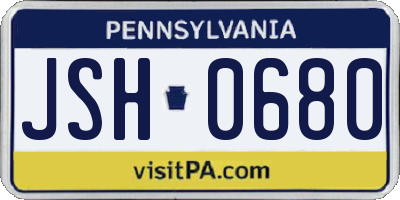 PA license plate JSH0680