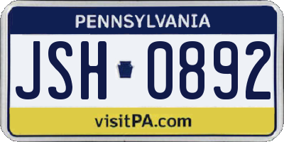PA license plate JSH0892