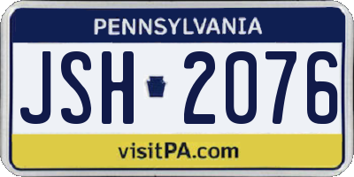 PA license plate JSH2076