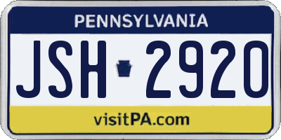 PA license plate JSH2920