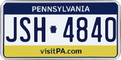 PA license plate JSH4840