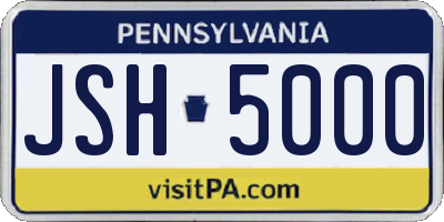 PA license plate JSH5000