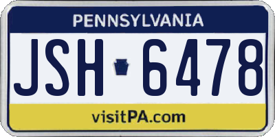 PA license plate JSH6478