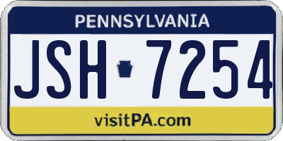 PA license plate JSH7254