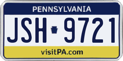 PA license plate JSH9721
